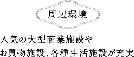 周辺環境人気の大型商業施設やお買物施設、各種生活施設が充実